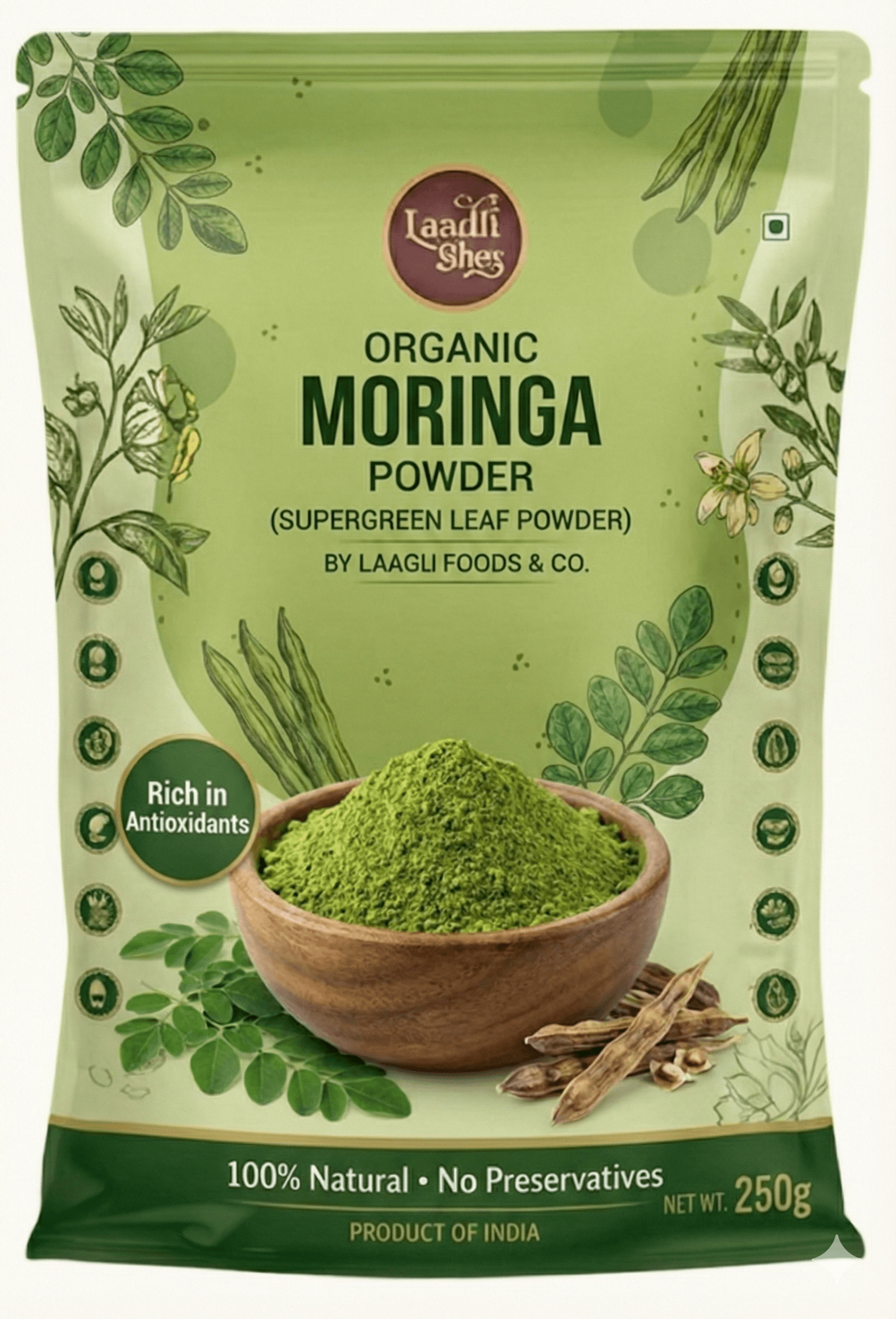 Organic Moringa Powder - Premium Quality by Laadli Bhog